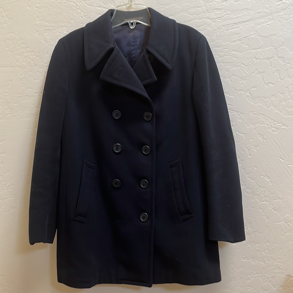 Brooks Brothers Pea Coat Fisherman Coat Red Plaid Lining Classic Wool Woman’s